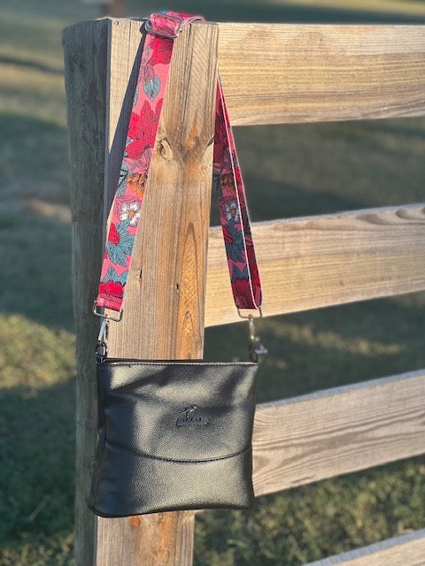 Luxury Adjustable Guitar Messenger Strap (Pink Floral)