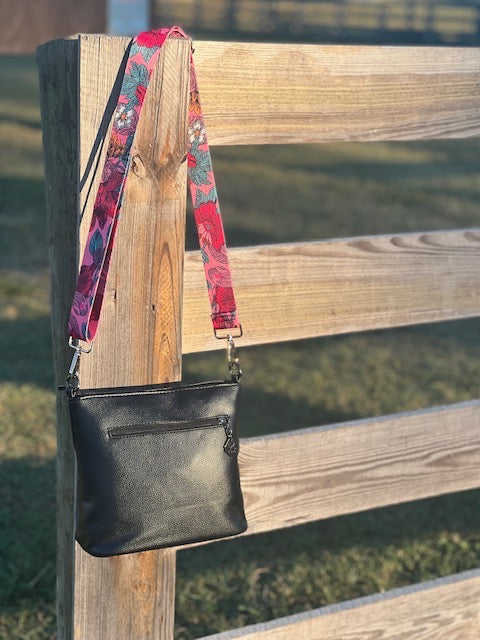 Luxury Adjustable Guitar Messenger Strap (Pink Floral)