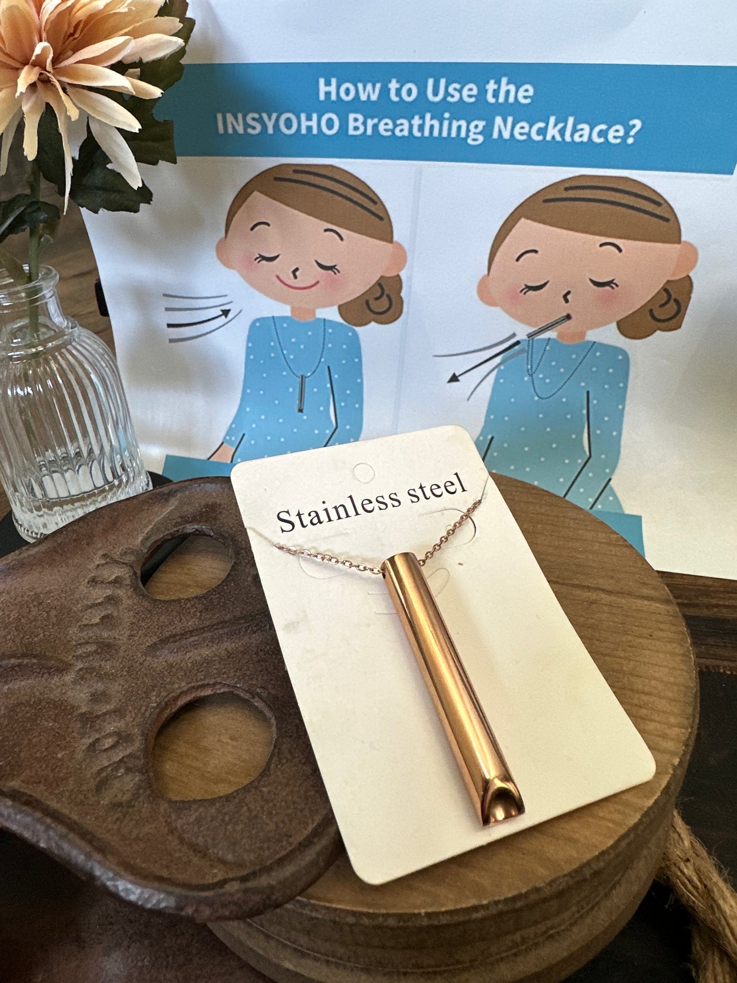 Stainless Steel Anxiety Necklace for Women's Mindful Meditation and Stress Relief"