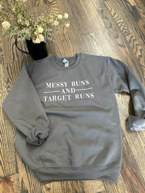 MESSY BUNS AND TARGET RUNS GRAPHIC SWEATSHIRT