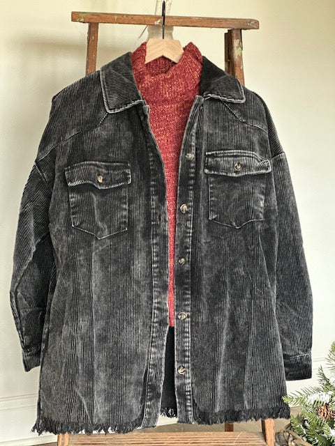 Long Sleeve Corduroy Woven Shacket